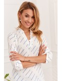 Airy patterned shirt blouse, cream and blue 0493 - Online store - Boutique